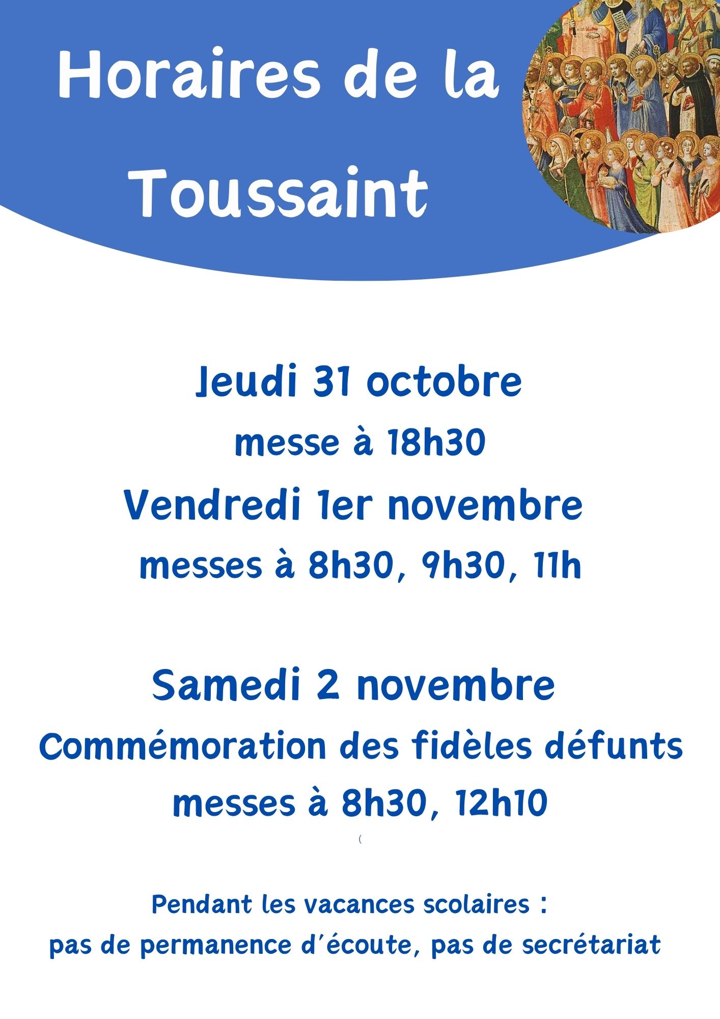 Horaires de la Toussaint Eglise Saint Ignace