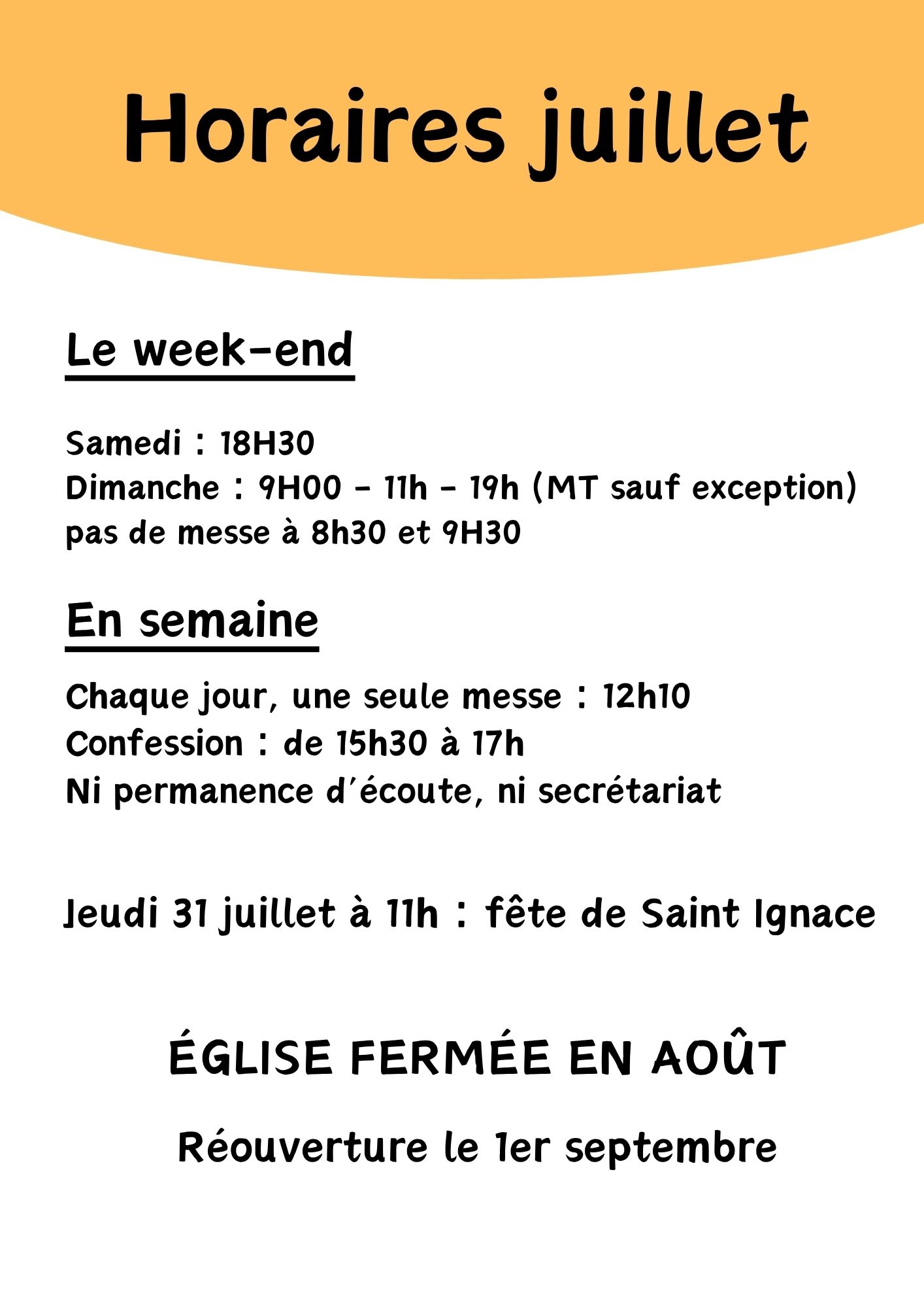 2024 Horaires été 2024