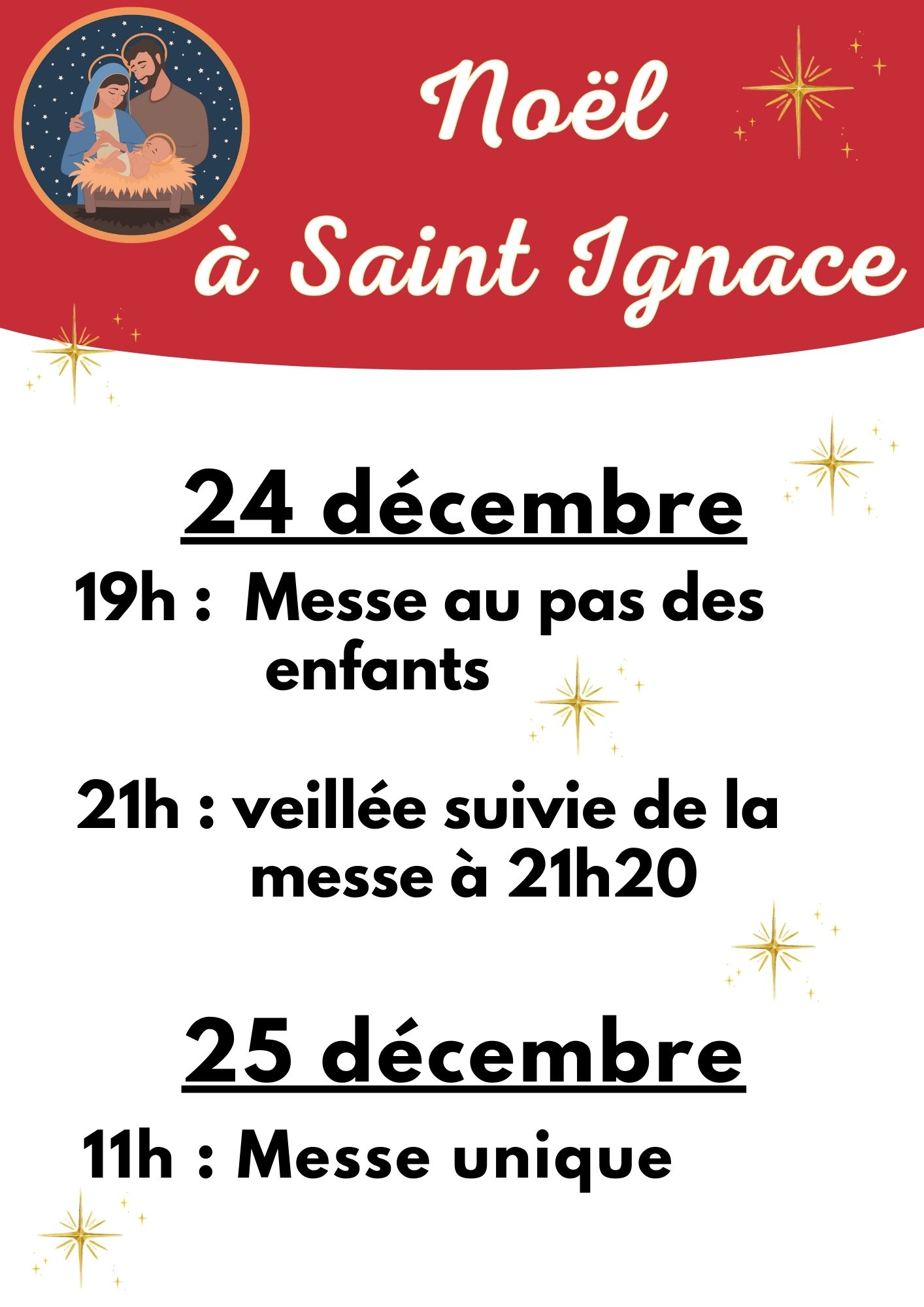 2024 – 12 Horaires Noel