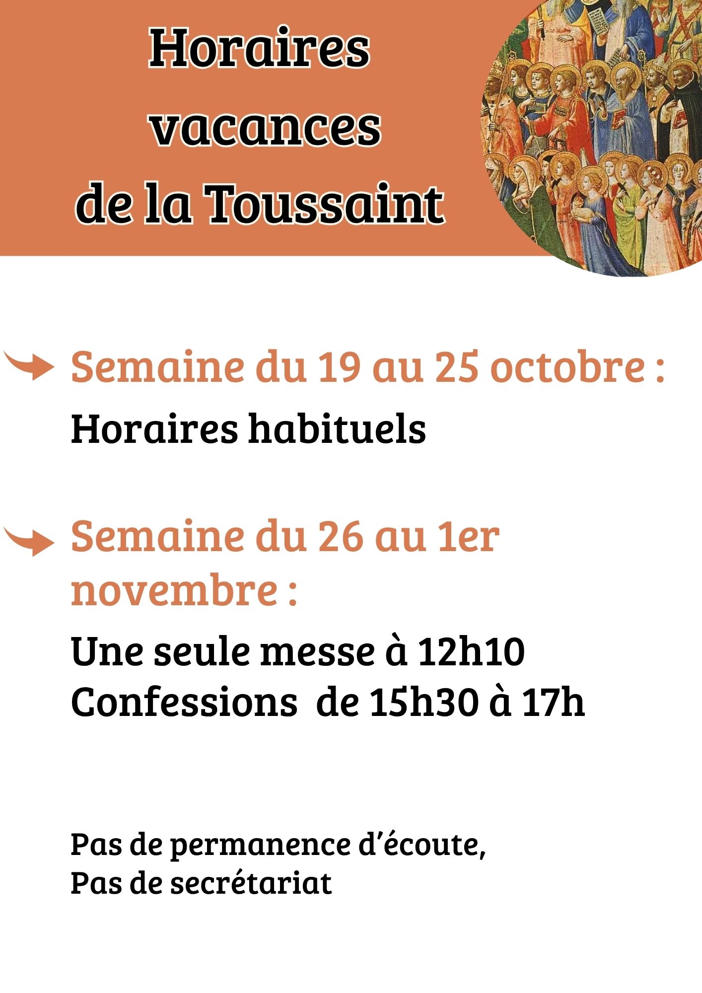 2026 – Horaires vacances TOussaint